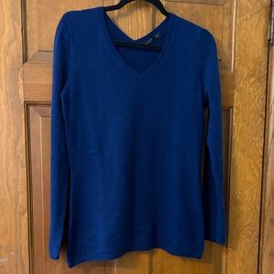 100 % Cashmere by Lusso Blue V-Neck Sweater